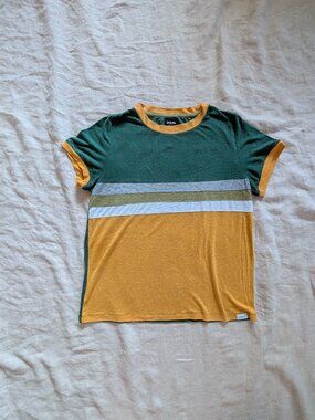 Green and Yellow Prana Cozy Up Ringer T-Shit